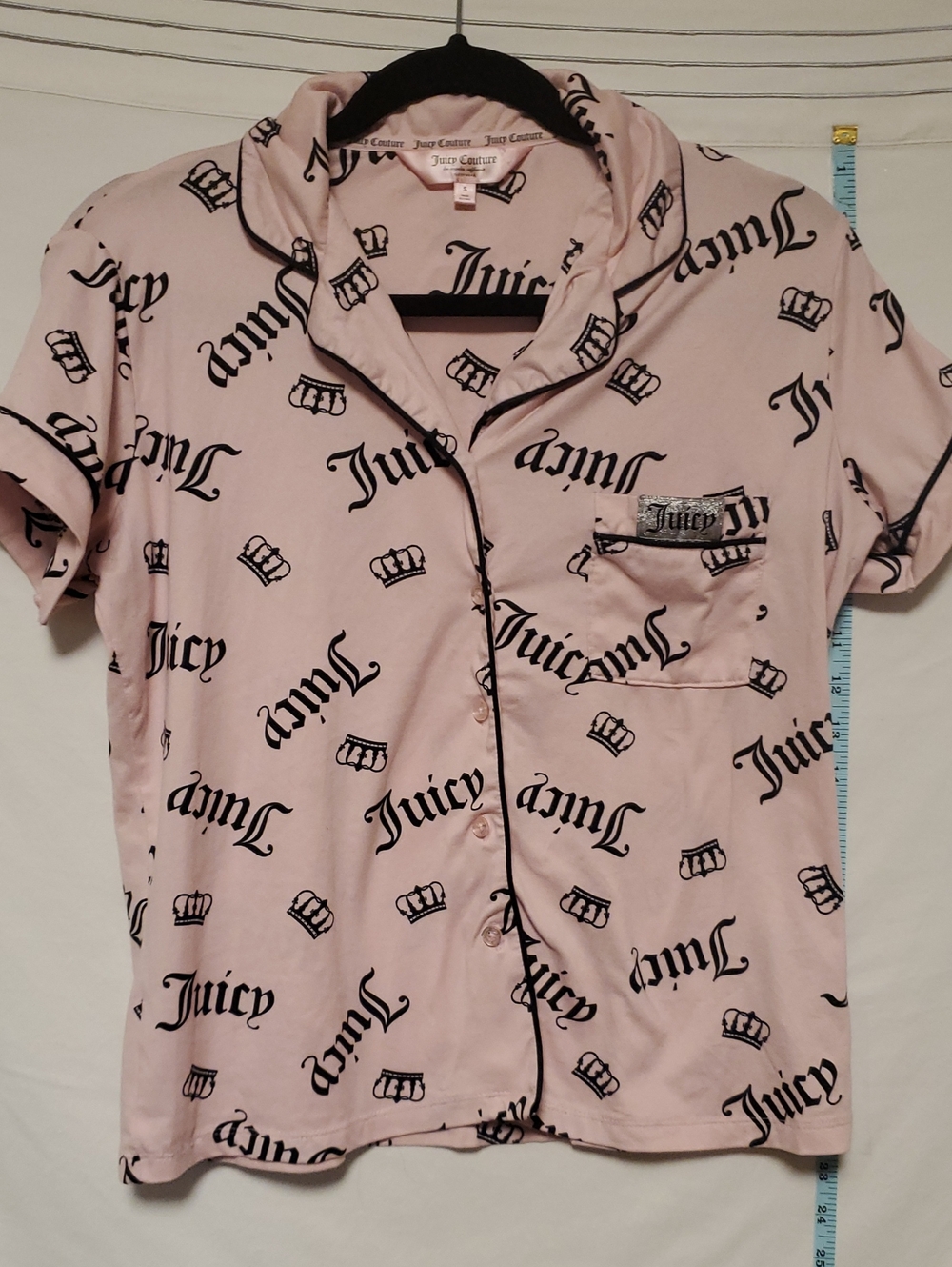 Juicy Couture Pink Logo-Print Short Sleeve Shirt & Long Pants Small - Picture 2 of 5